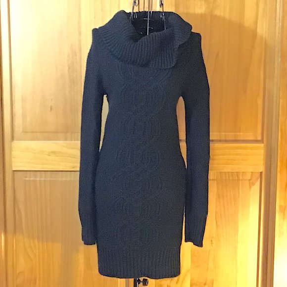 Black Long Sleeve Turtleneck Sweater Dress - Picture 1 of 2